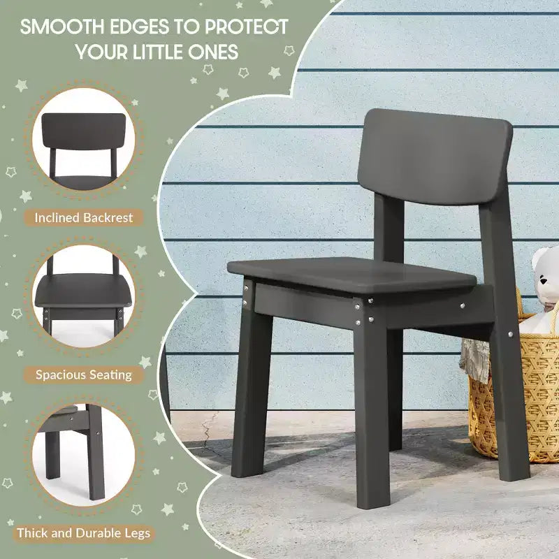 WestinTrends Treehouse Kids 5-Piece Modern HDPE Dining Table and Chairs Set