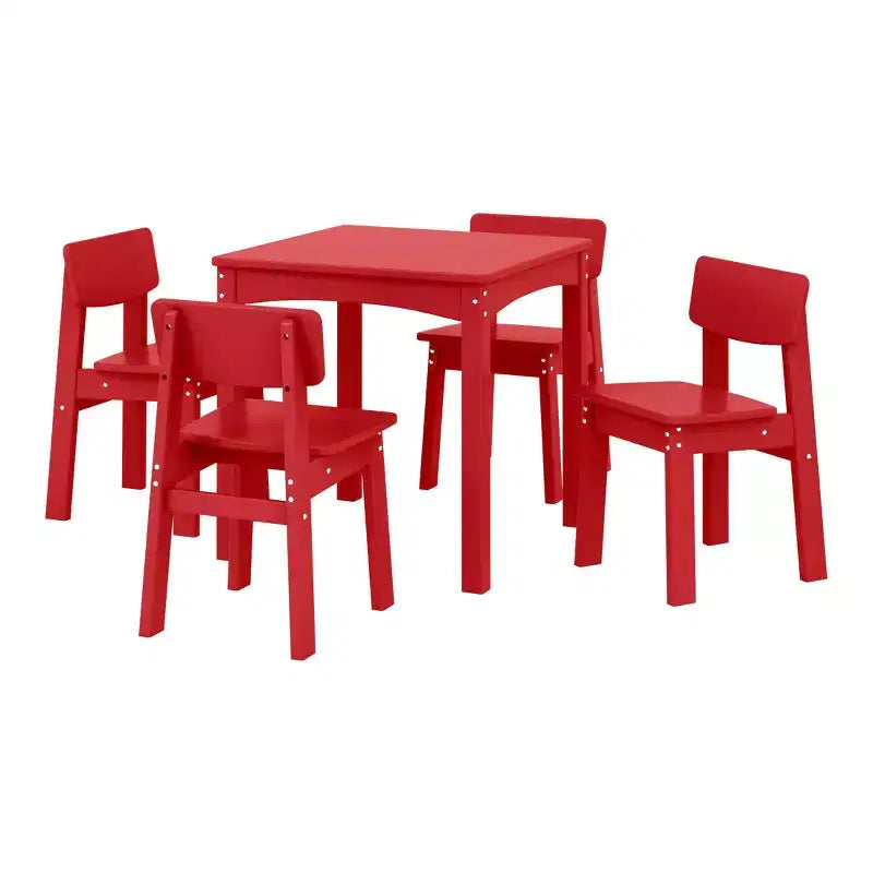Set da pranzo moderno per bambini Treehouse di WestinTrends, 5 pezzi, con tavolo e sedie in HDPE