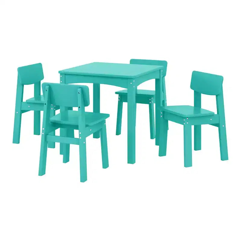 Set da pranzo moderno per bambini Treehouse di WestinTrends, 5 pezzi, con tavolo e sedie in HDPE