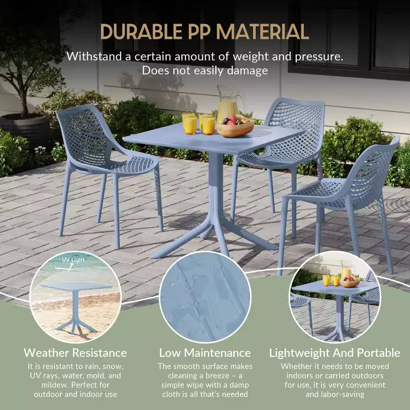 WestinTrends Playa Modern 5-Piece Resin Patio Dining Table Set with Stackable Patio Dining Chairs