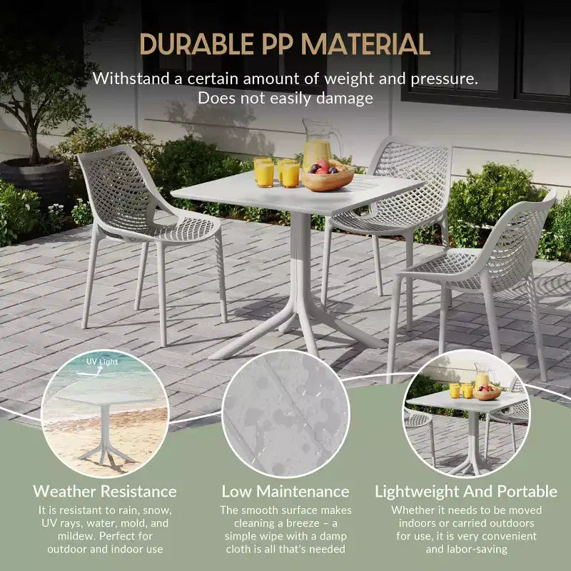 WestinTrends Playa Modern 5-Piece Resin Patio Dining Table Set with Stackable Patio Dining Chairs