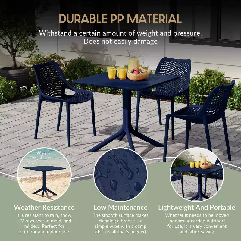 WestinTrends Playa Modern 5-Piece Resin Patio Dining Table Set with Stackable Patio Dining Chairs