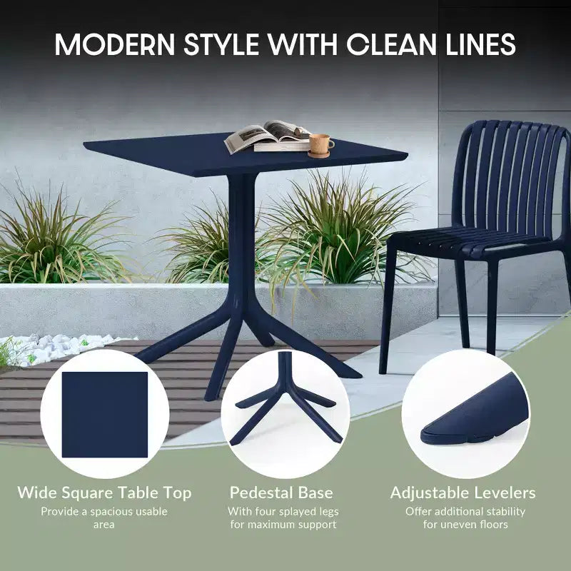 WestinTrends Playa Modern 5-Piece Resin Patio Dining Table Set with Stackable Patio Dining Chairs
