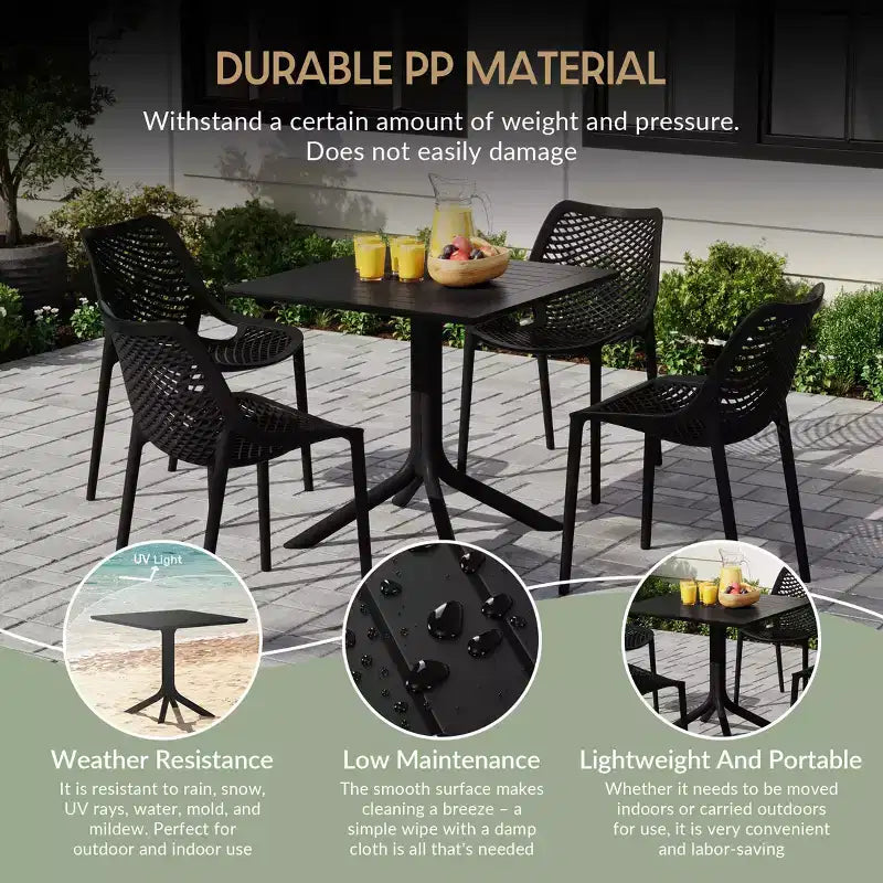 WestinTrends Playa Modern 5-Piece Resin Patio Dining Table Set with Stackable Patio Dining Chairs