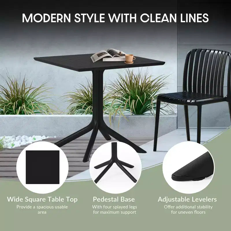WestinTrends Playa Modern 5-Piece Resin Patio Dining Table Set with Stackable Patio Dining Chairs