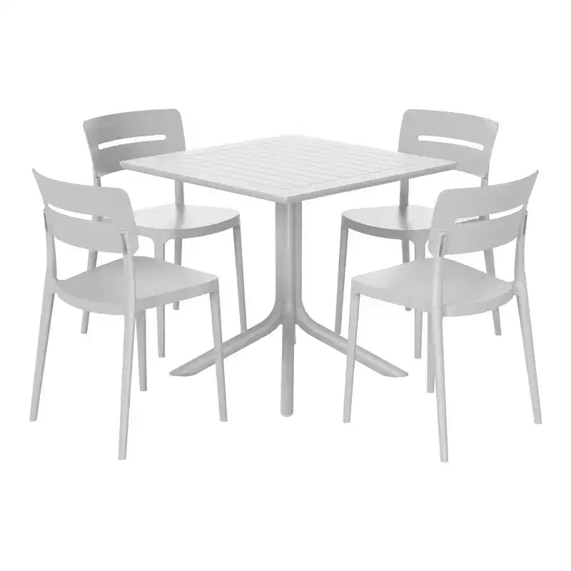 Set moderno da pranzo per patio WestinTrends Playa, 5 pezzi, in resina, con tavolo e sedie impilabili