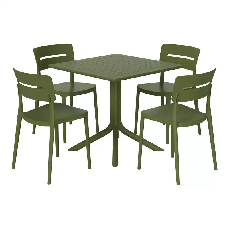 Set moderno da pranzo per patio WestinTrends Playa, 5 pezzi, in resina, con tavolo e sedie impilabili