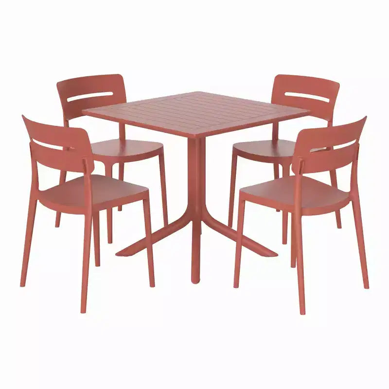 Set moderno da pranzo per patio WestinTrends Playa, 5 pezzi, in resina, con tavolo e sedie impilabili