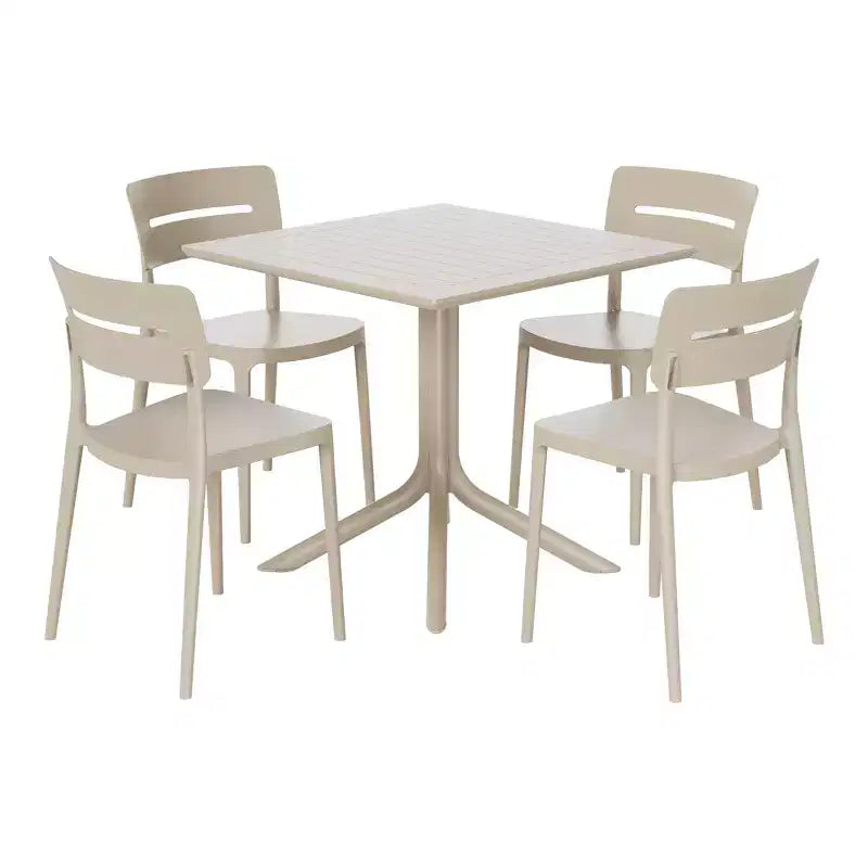 Set moderno da pranzo per patio WestinTrends Playa, 5 pezzi, in resina, con tavolo e sedie impilabili
