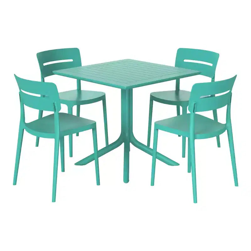 Set moderno da pranzo per patio WestinTrends Playa, 5 pezzi, in resina, con tavolo e sedie impilabili