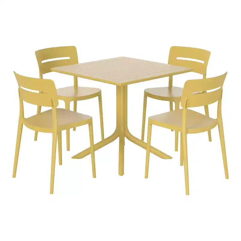 Set moderno da pranzo per patio WestinTrends Playa, 5 pezzi, in resina, con tavolo e sedie impilabili