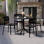 WestinTrends Playa Modern 5-Piece Resin Patio Dining Table Set with Stackable Patio Dining Chairs, Black