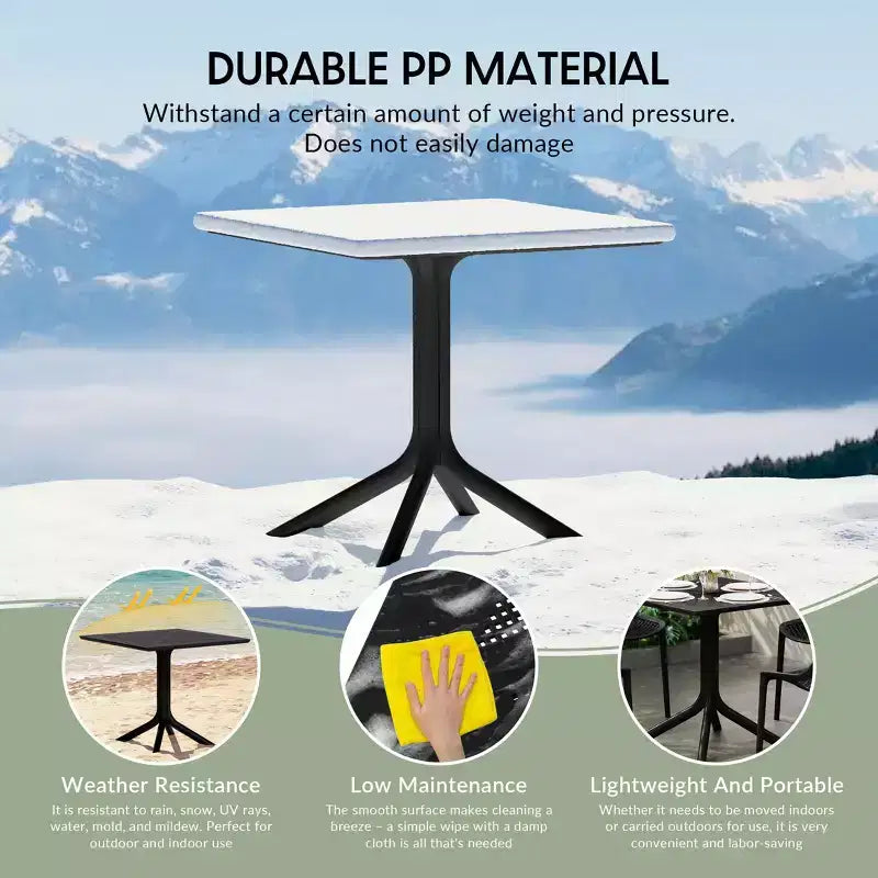 WestinTrends Playa Modern 5-Piece Resin Patio Dining Table Set with Stackable Patio Dining Chairs, Black