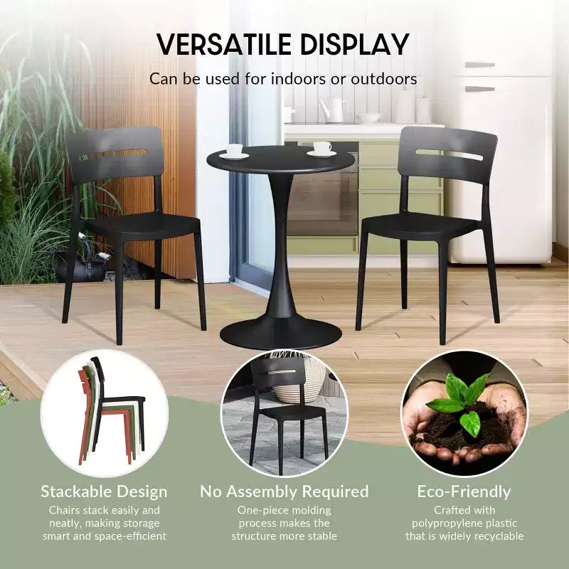 WestinTrends Playa Modern 5-Piece Resin Patio Dining Table Set with Stackable Patio Dining Chairs, Black