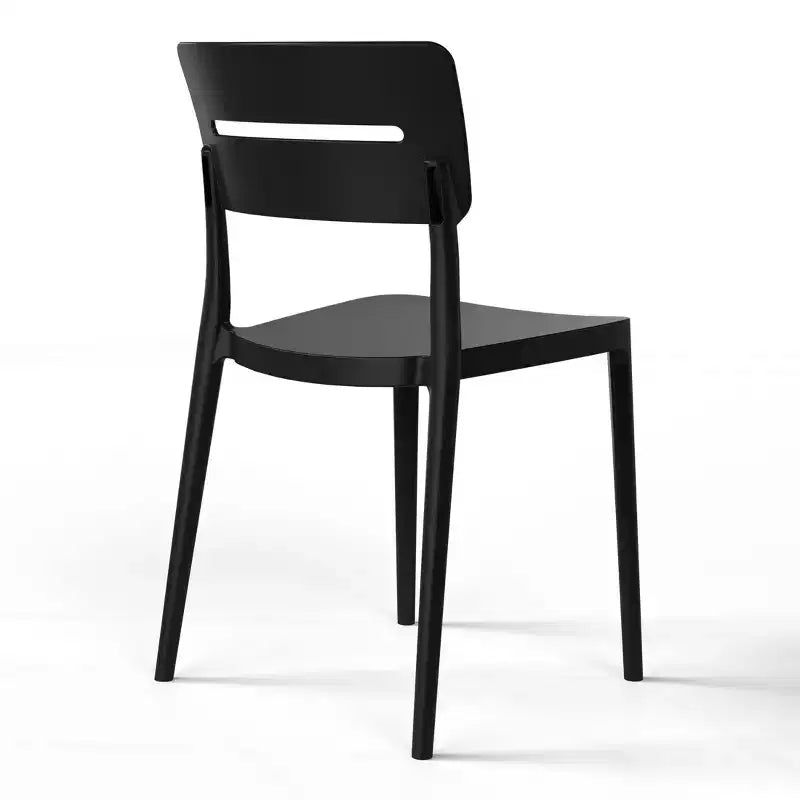 WestinTrends Playa Modern 5-Piece Resin Patio Dining Table Set with Stackable Patio Dining Chairs, Black