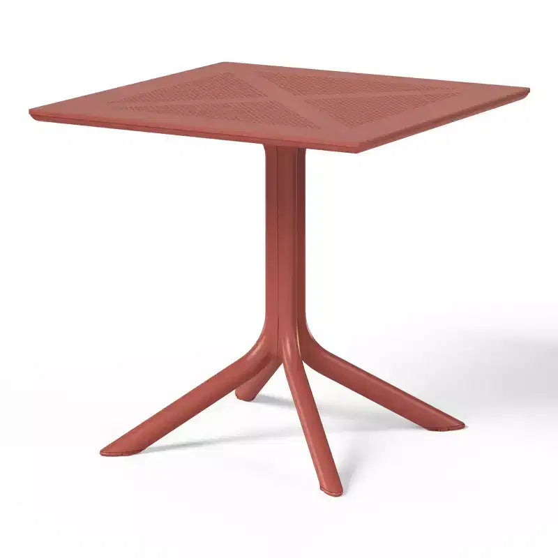 WestinTrends Playa Modern 5-Piece Resin Patio Dining Table Set with Stackable Patio Dining Chairs, Red