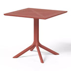 WestinTrends Playa Modern 5-Piece Resin Patio Dining Table Set with Stackable Patio Dining Chairs, Red