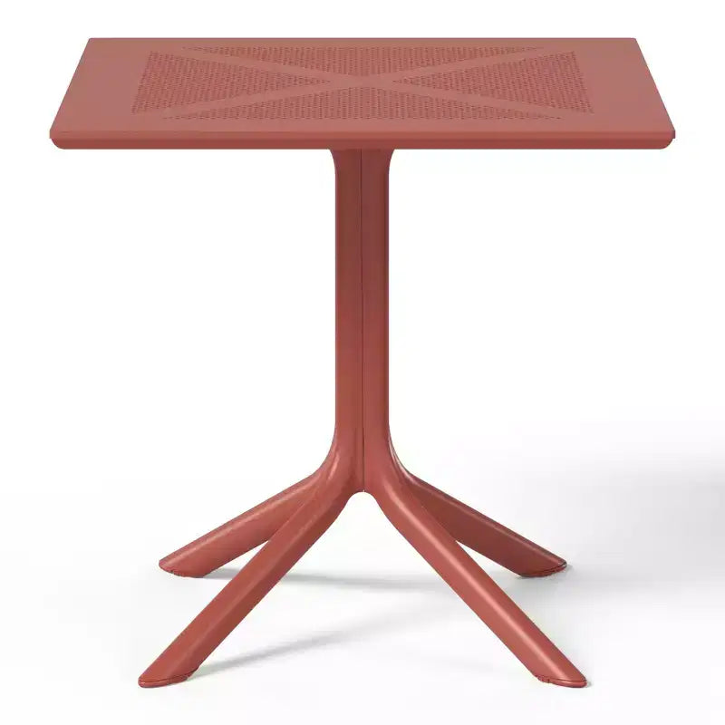 WestinTrends Playa Modern 5-Piece Resin Patio Dining Table Set with Stackable Patio Dining Chairs, Red