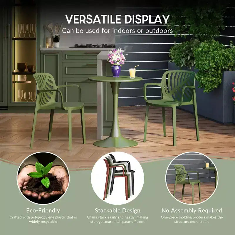WestinTrends Playa 5-Piece Outdoor Resin Round Patio Dining Table Set with Modern Stackable Patio Dining Chairs