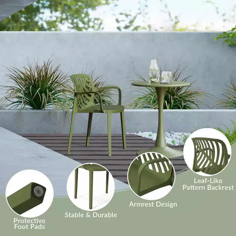 WestinTrends Playa 5-Piece Outdoor Resin Round Patio Dining Table Set with Modern Stackable Patio Dining Chairs