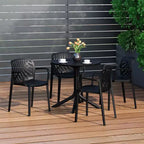 WestinTrends Playa 5-Piece Outdoor Resin Round Patio Dining Table Set with Modern Stackable Patio Dining Chairs