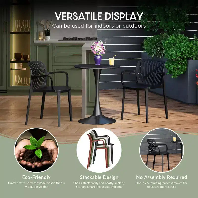 WestinTrends Playa 5-Piece Outdoor Resin Round Patio Dining Table Set with Modern Stackable Patio Dining Chairs