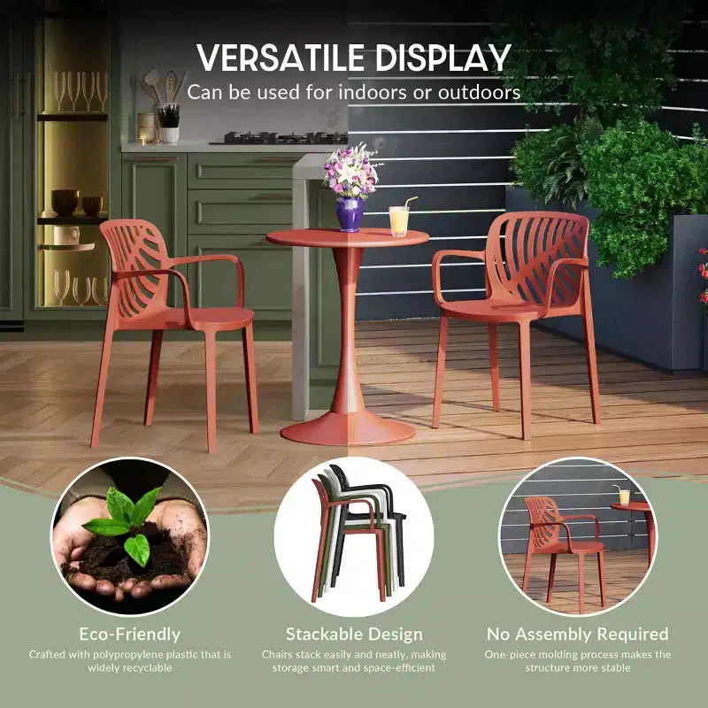 WestinTrends Playa 5-Piece Outdoor Resin Round Patio Dining Table Set with Modern Stackable Patio Dining Chairs