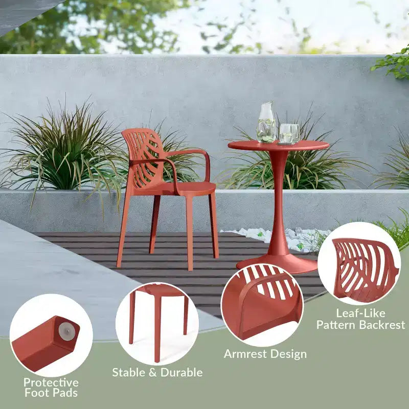 WestinTrends Playa 5-Piece Outdoor Resin Round Patio Dining Table Set with Modern Stackable Patio Dining Chairs