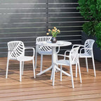 WestinTrends Playa 5-Piece Outdoor Resin Round Patio Dining Table Set with Modern Stackable Patio Dining Chairs