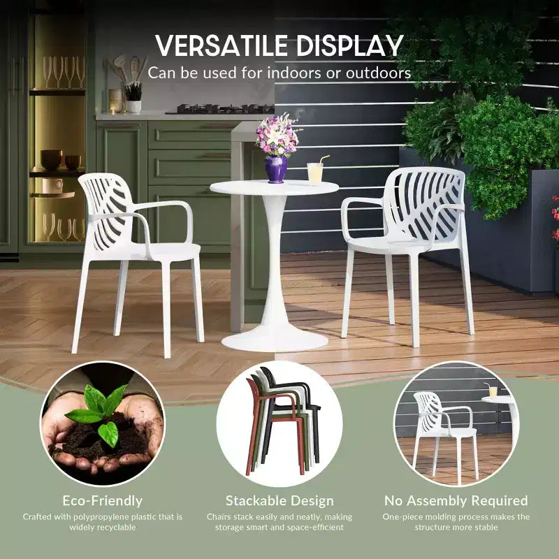 WestinTrends Playa 5-Piece Outdoor Resin Round Patio Dining Table Set with Modern Stackable Patio Dining Chairs