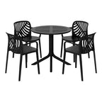 WestinTrends Playa 5-Piece Outdoor Resin Round Patio Dining Table Set with Modern Stackable Patio Dining Chairs