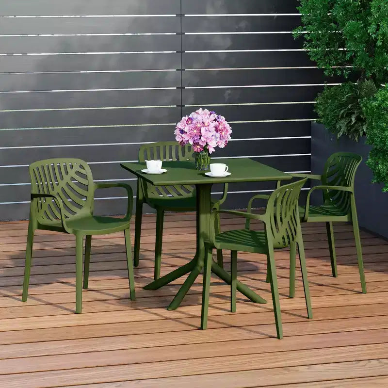 WestinTrends Playa 5-Piece Outdoor Square Patio Dining Table Set with Stackable Patio Dining Chairs