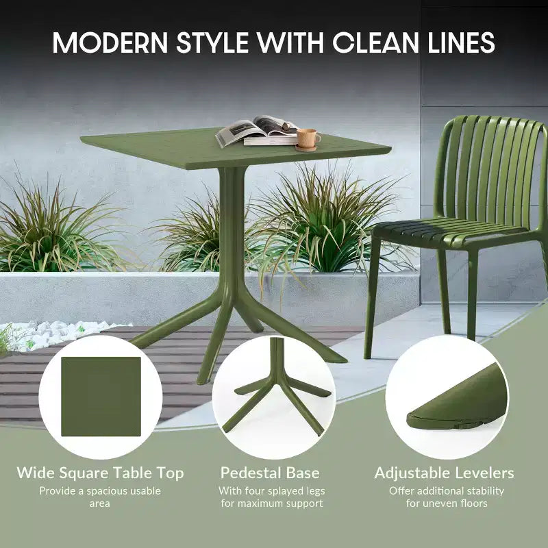 WestinTrends Playa 5-Piece Outdoor Square Patio Dining Table Set with Stackable Patio Dining Chairs