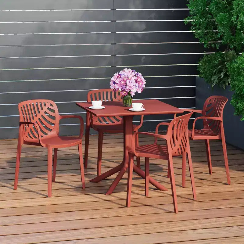 WestinTrends Playa 5-Piece Outdoor Square Patio Dining Table Set with Stackable Patio Dining Chairs