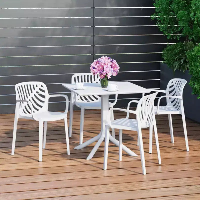 WestinTrends Playa 5-Piece Outdoor Square Patio Dining Table Set with Stackable Patio Dining Chairs