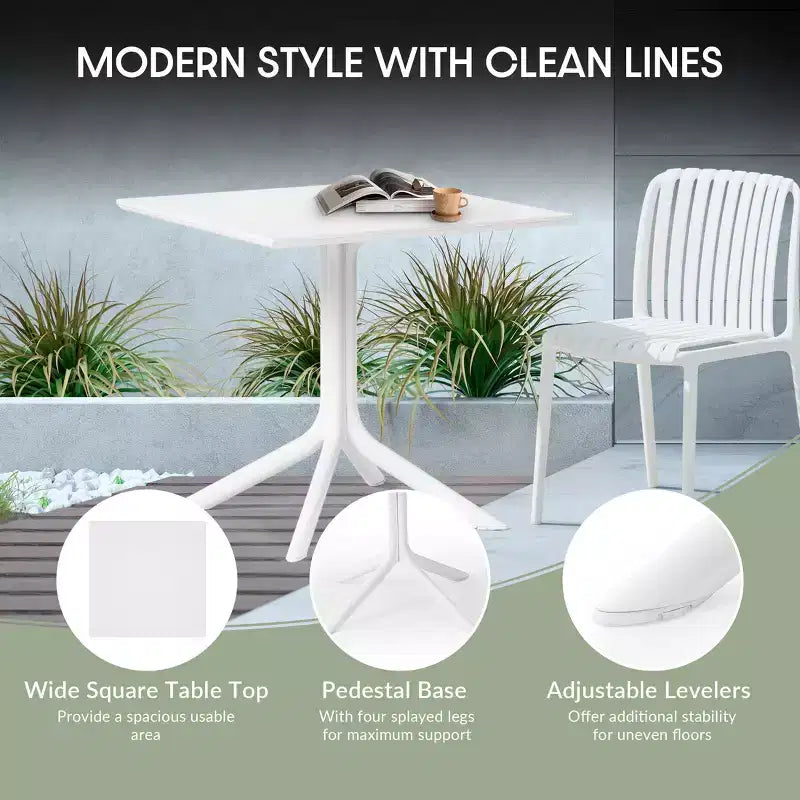 WestinTrends Playa 5-Piece Outdoor Square Patio Dining Table Set with Stackable Patio Dining Chairs