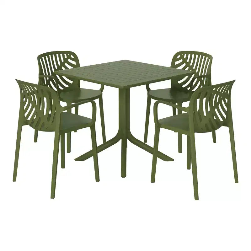 Set da pranzo da giardino quadrato da 5 pezzi WestinTrends Playa con tavolo da esterno e sedie impilabili