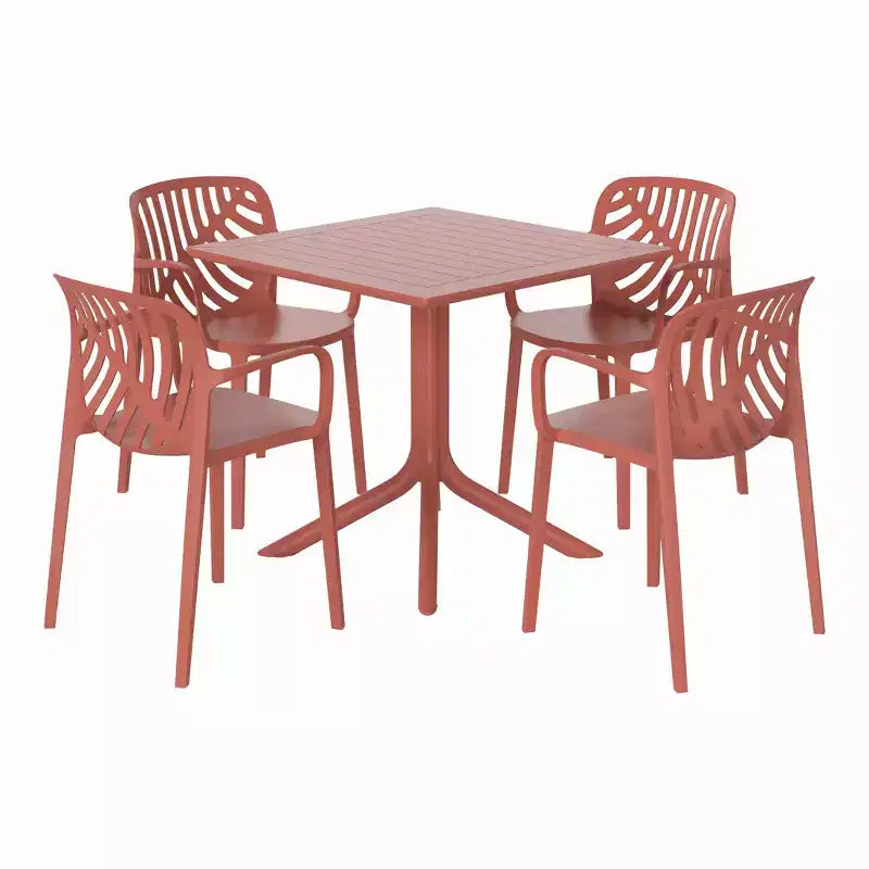 Set da pranzo da giardino quadrato da 5 pezzi WestinTrends Playa con tavolo da esterno e sedie impilabili
