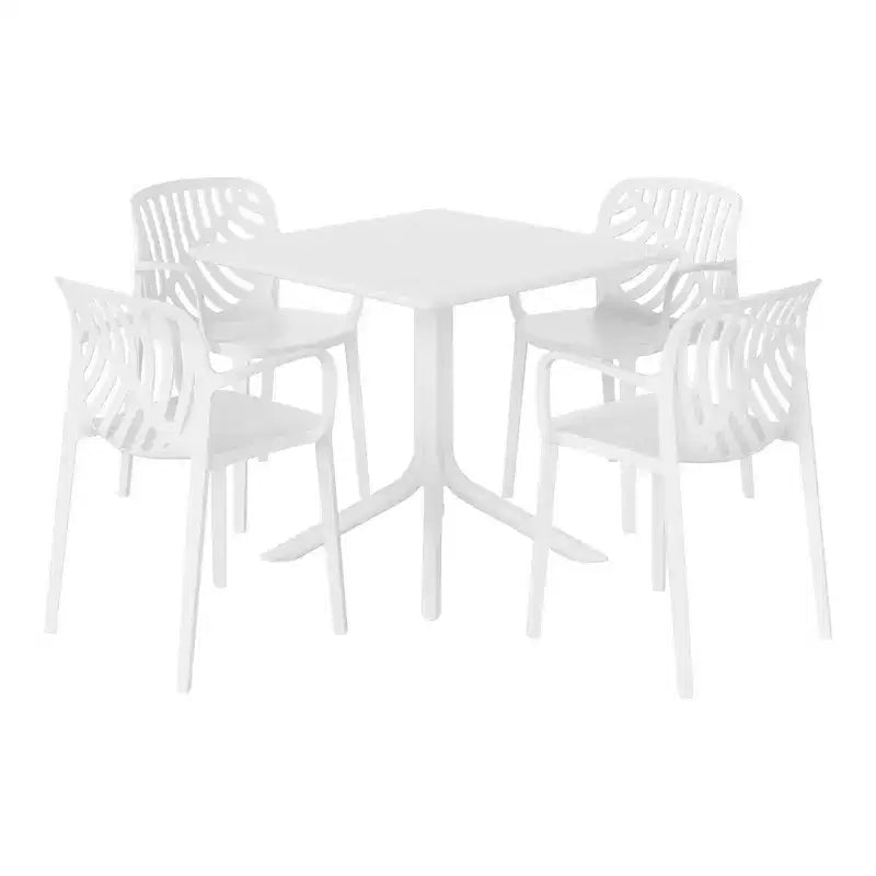 Set da pranzo da giardino quadrato da 5 pezzi WestinTrends Playa con tavolo da esterno e sedie impilabili