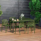 WestinTrends Playa 7-Piece Outdoor Metal Rectangle Patio Dining Table Set With Stackable Resin Patio Dining Chairs