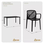 WestinTrends Playa 7-Piece Outdoor Metal Rectangle Patio Dining Table Set With Stackable Resin Patio Dining Chairs