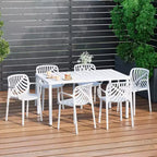 WestinTrends Playa 7-Piece Outdoor Metal Rectangle Patio Dining Table Set With Stackable Resin Patio Dining Chairs