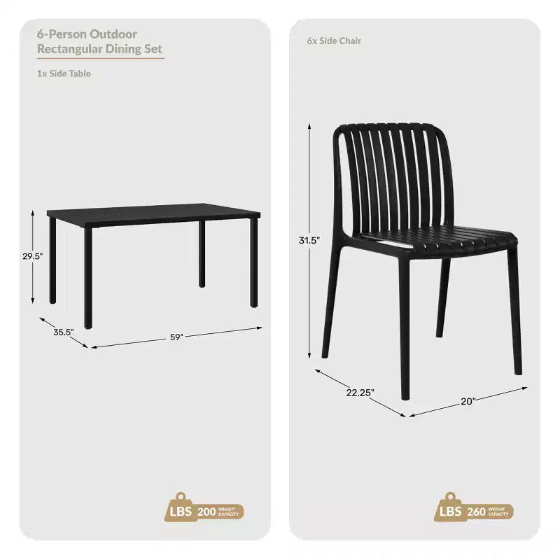 WestinTrends Playa 7-Piece Outdoor Patio Dining Table Set With Stackable Patio Chairs