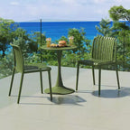 WestinTrends Playa 3-Piece Outdoor Metal Dining Table Set And Stackable Resin Patio Chairs