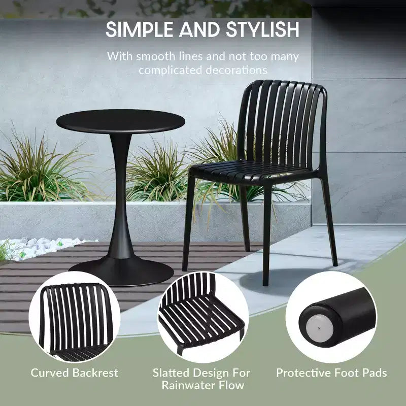 WestinTrends Playa 3-Piece Outdoor Metal Dining Table Set And Stackable Resin Patio Chairs