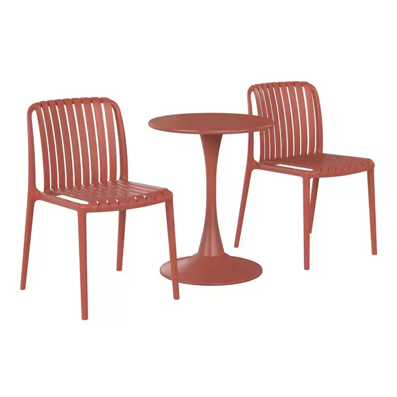 Set da pranzo da esterno Playa di WestinTrends, 3 pezzi, con tavolo da pranzo in metallo e sedie da patio impilabili in resina