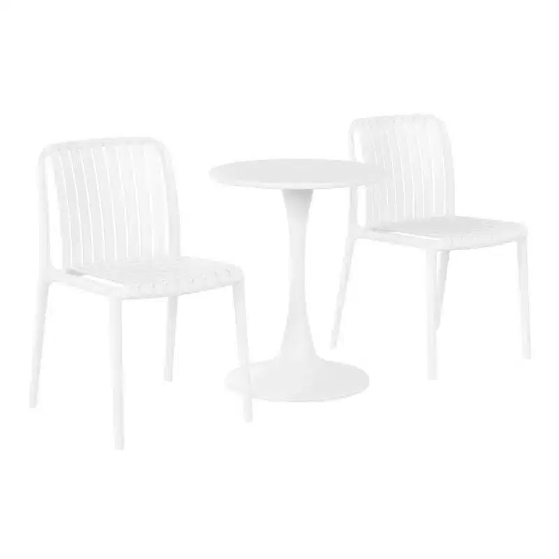 Set da pranzo da esterno Playa di WestinTrends, 3 pezzi, con tavolo da pranzo in metallo e sedie da patio impilabili in resina