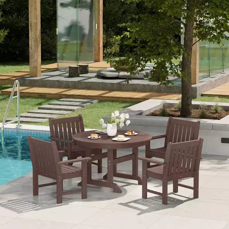 WestinTrends Malibu 5-Piece HDPE Outdoor Patio Chair and Round Table Dining Set