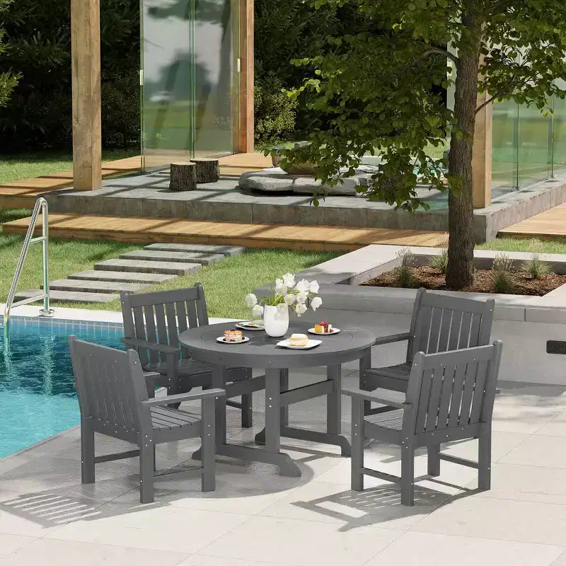 WestinTrends Malibu 5-Piece HDPE Outdoor Patio Chair and Round Table Dining Set