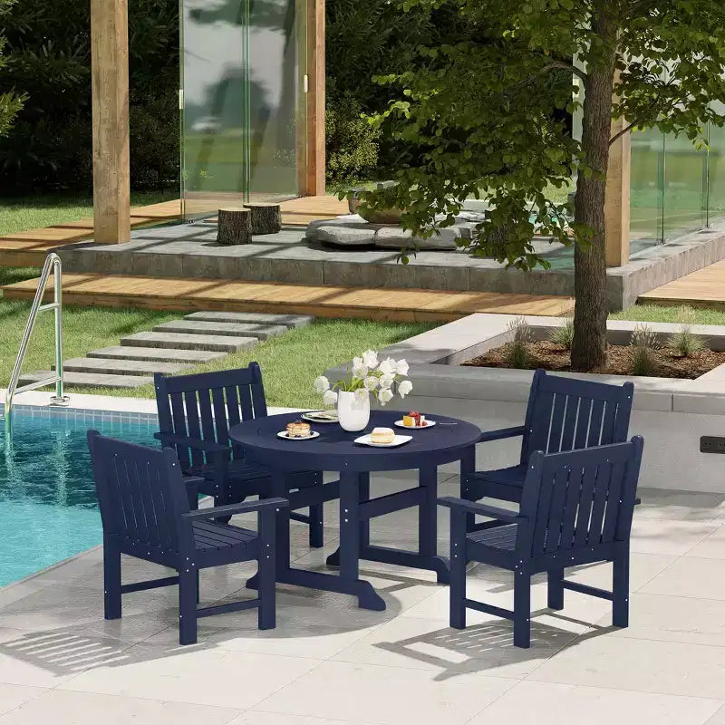 WestinTrends Malibu 5-Piece HDPE Outdoor Patio Chair and Round Table Dining Set